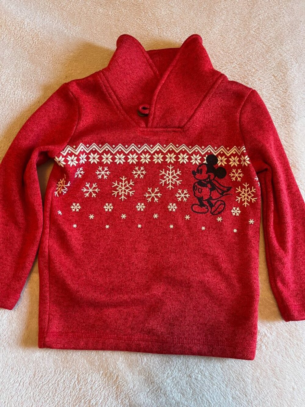 Disney x Jumping Beans Mickey Mouse Holiday Shawl Collar Knit Sweater - Size 2T